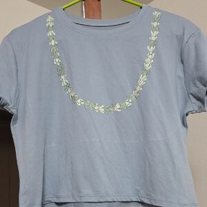 Blue Tee with Pakalana Lei Design